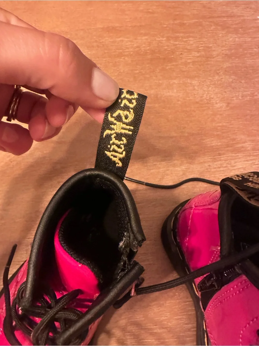 Kids Dr. MARTENS Hot Pink Lace-Up Ankle Boots